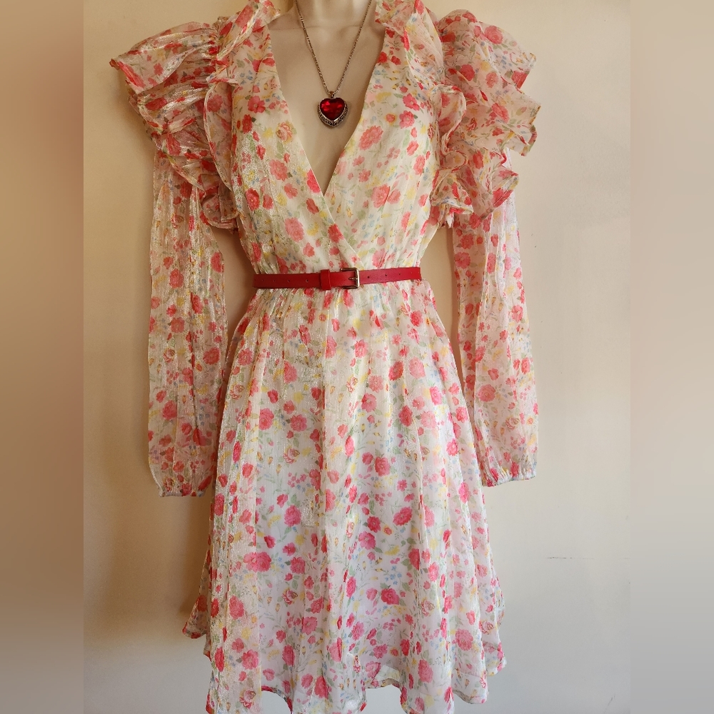 New - Ruffle Poof Sleeve Dress